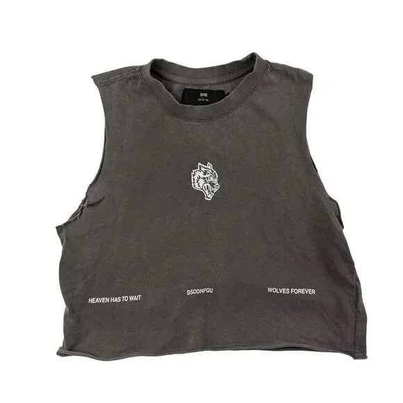 Darc Sport SHE 203/500 Death Moth Cropped Muscle Tank Top Women Small Oversized - Picture 4 of 14